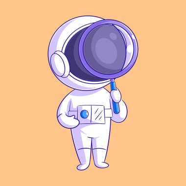 Astronot büyüteç kullanıyor.