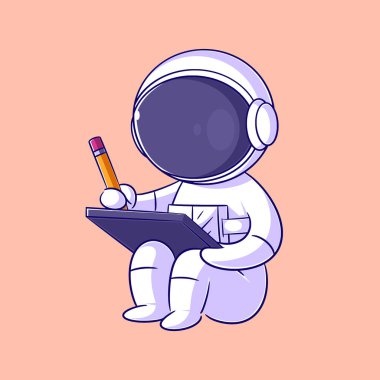 Astronot tablete çizim yapıyor.