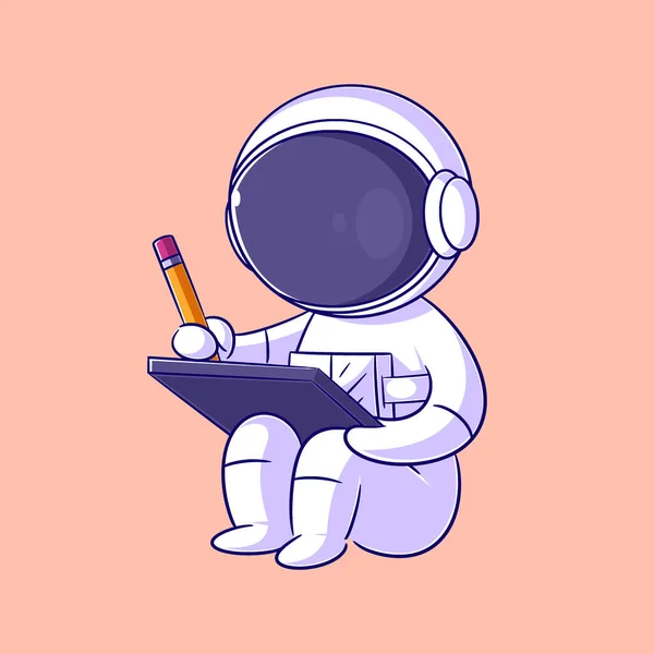 Astronaut Making Drawing Tablet — Stock Vector