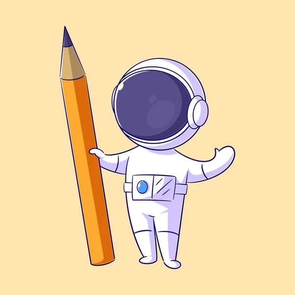 우주비행사 가주황색 연필을 있습니다 — 스톡 벡터
