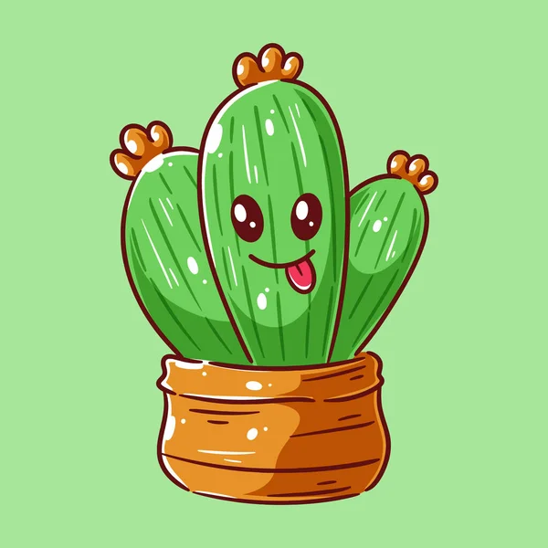Niedlicher Kaktus Mit Mimik — Stockvektor