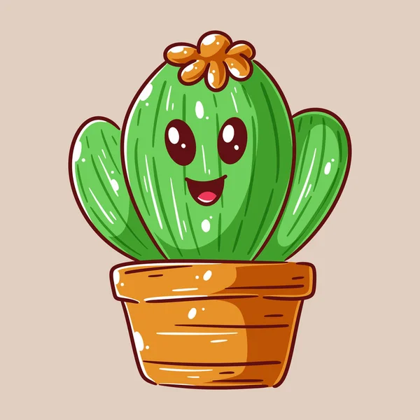 Niedlicher Gemoy Kaktus Mit Mimik — Stockvektor