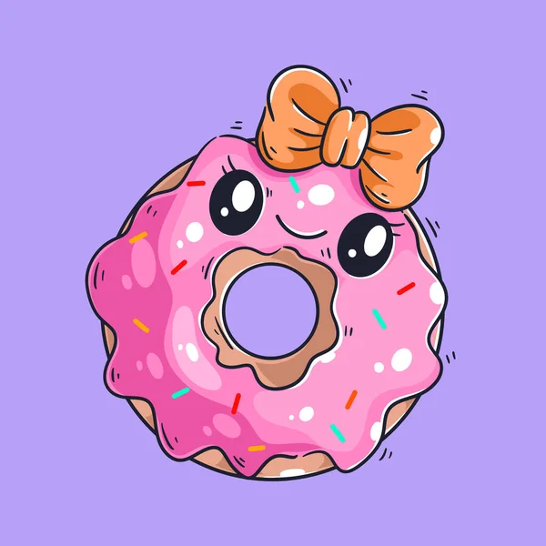 Cute Donuts Smiling Cartoon Vector — Stock Vector