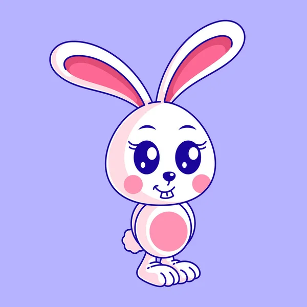 Cute Rabbit Standing Cartoon Style — Stock Vector