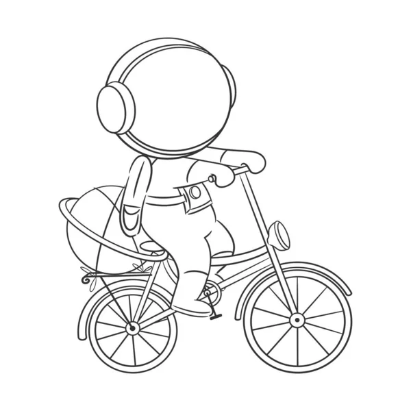 Astronot Boyama Için Bisiklet Sürüyor — Stok Vektör