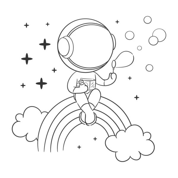 Astronaut Zit Regenboog Kleuren — Stockvector