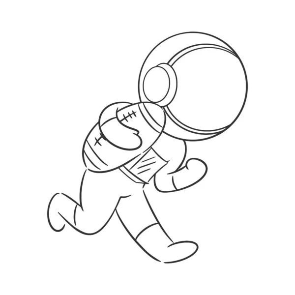 Астронавти Високому Дусі Грають Регбі Розмальовки — стоковий вектор