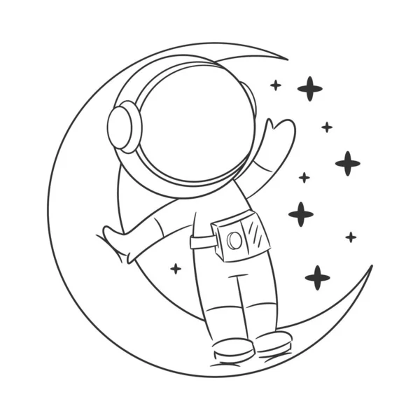 Astronauten Staan Ontspannen Maan Kleuren — Stockvector