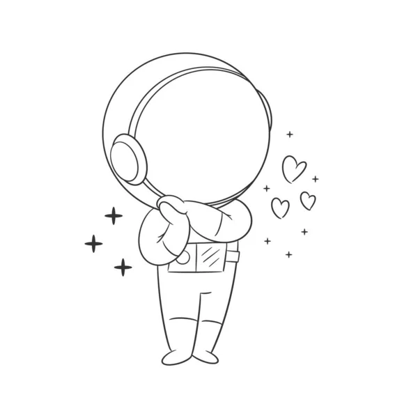 Astronauta Sente Amore Colorazione — Vettoriale Stock