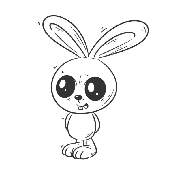 Cute Rabbit Standing Cartoon Style Vector Coloring — Stock Vector