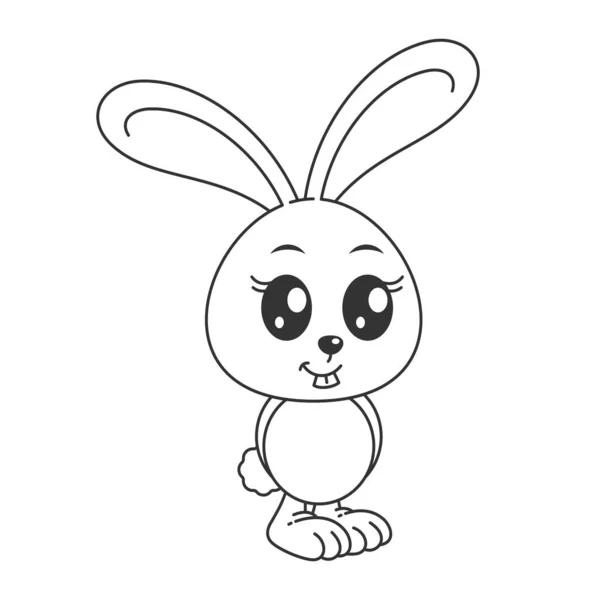 Cute Rabbit Standing Cartoon Style Coloring — Stock Vector