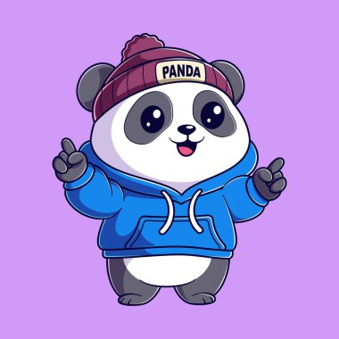 Mavi kapüşonlu şirin panda