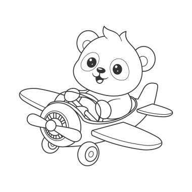 Renkli uçaklar için sevimli panda.