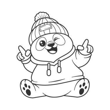 Panda wearing a jacket for coloring clipart