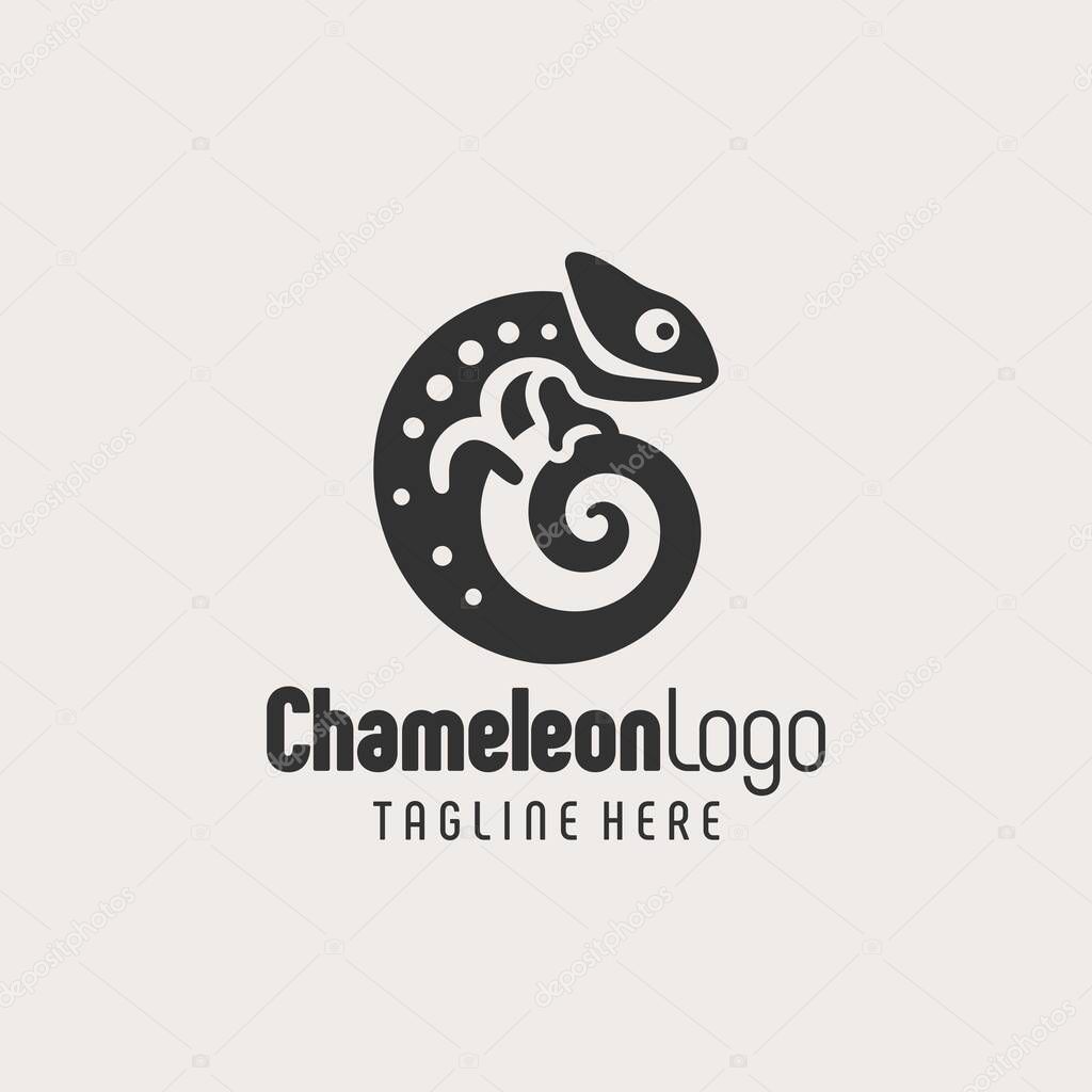 Modern Chameleon Line Art Logo