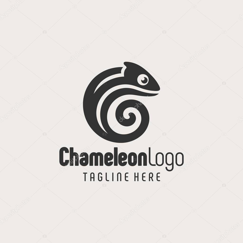 Elegant Chameleon Silhouette Logo Design