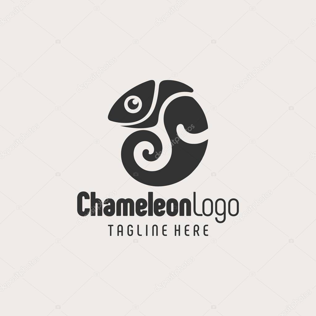 Monochrome Chameleon Graphic Logo Design