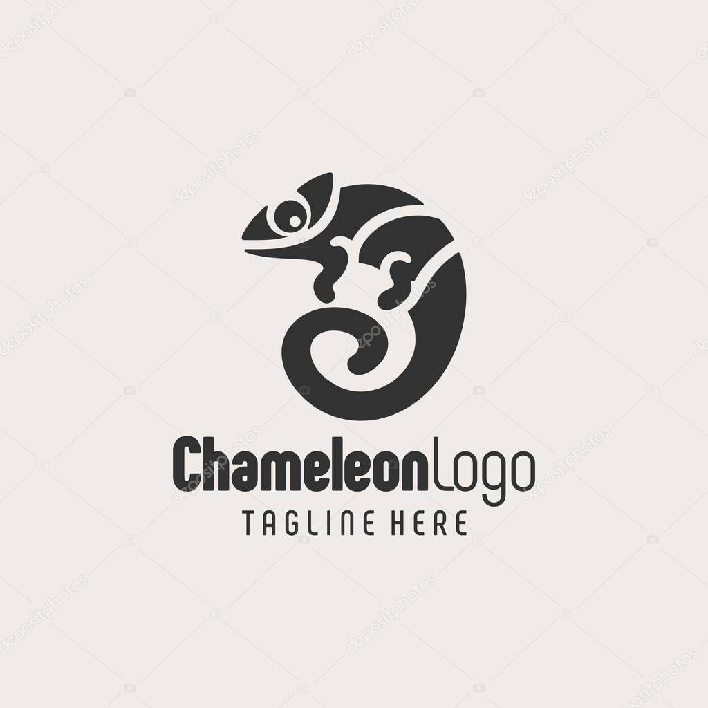 Stylish Chameleon Logo Black White