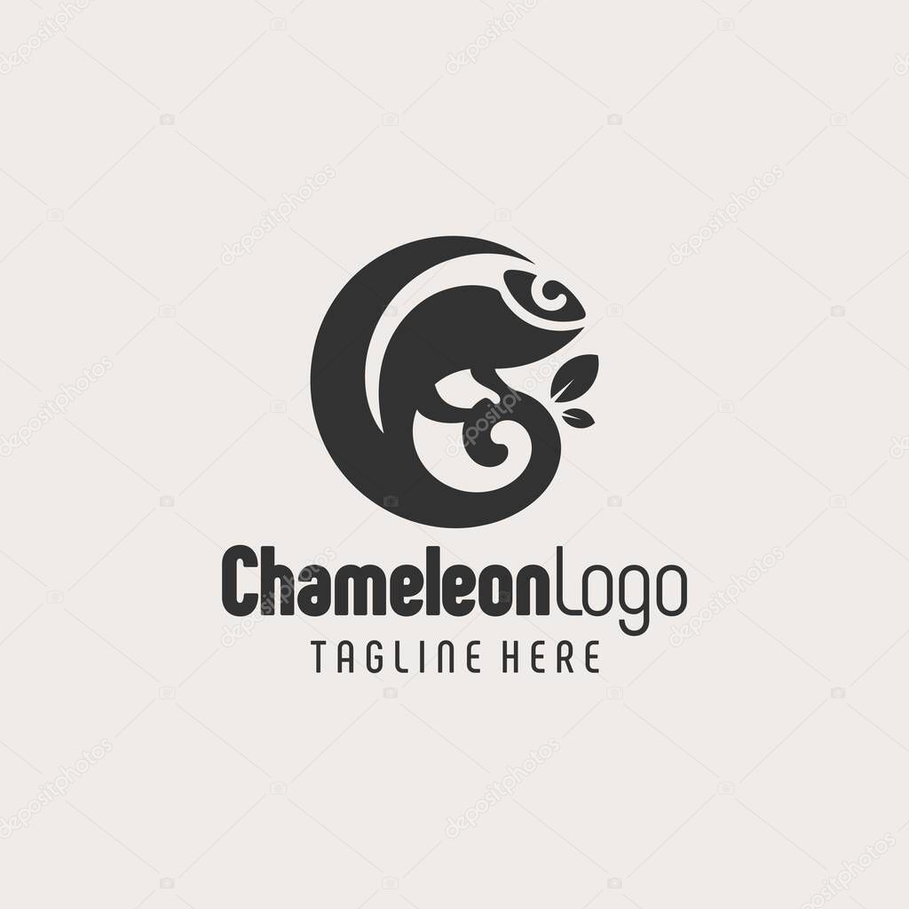 Black White Chameleon Badge Design