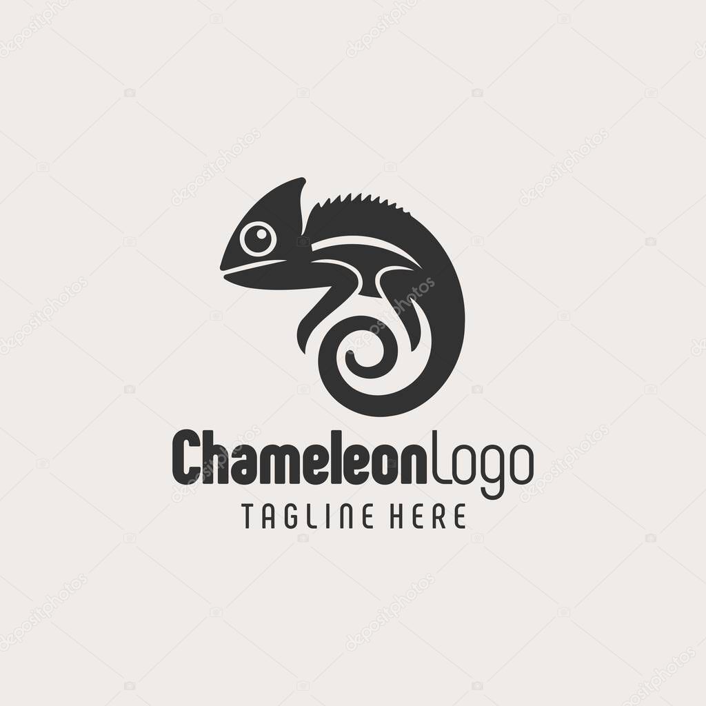 Bold Monochrome Chameleon Logo Identity