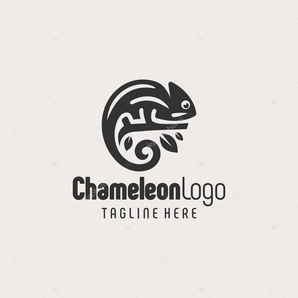 Creative Monochrome Chameleon Logo Design