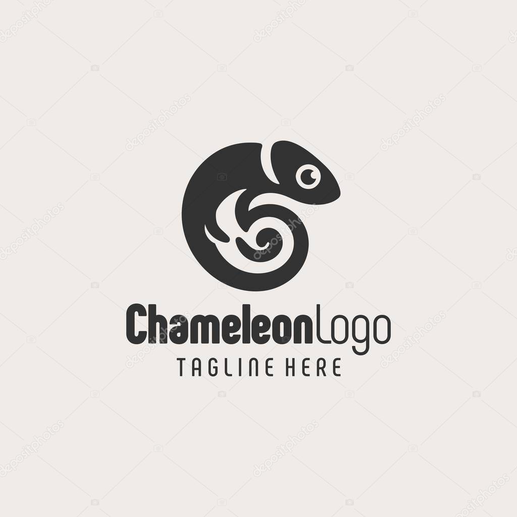 Unique Monochrome Chameleon Logo Symbol