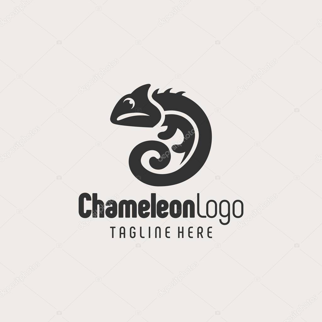 Monochrome Chameleon Illustration Black White