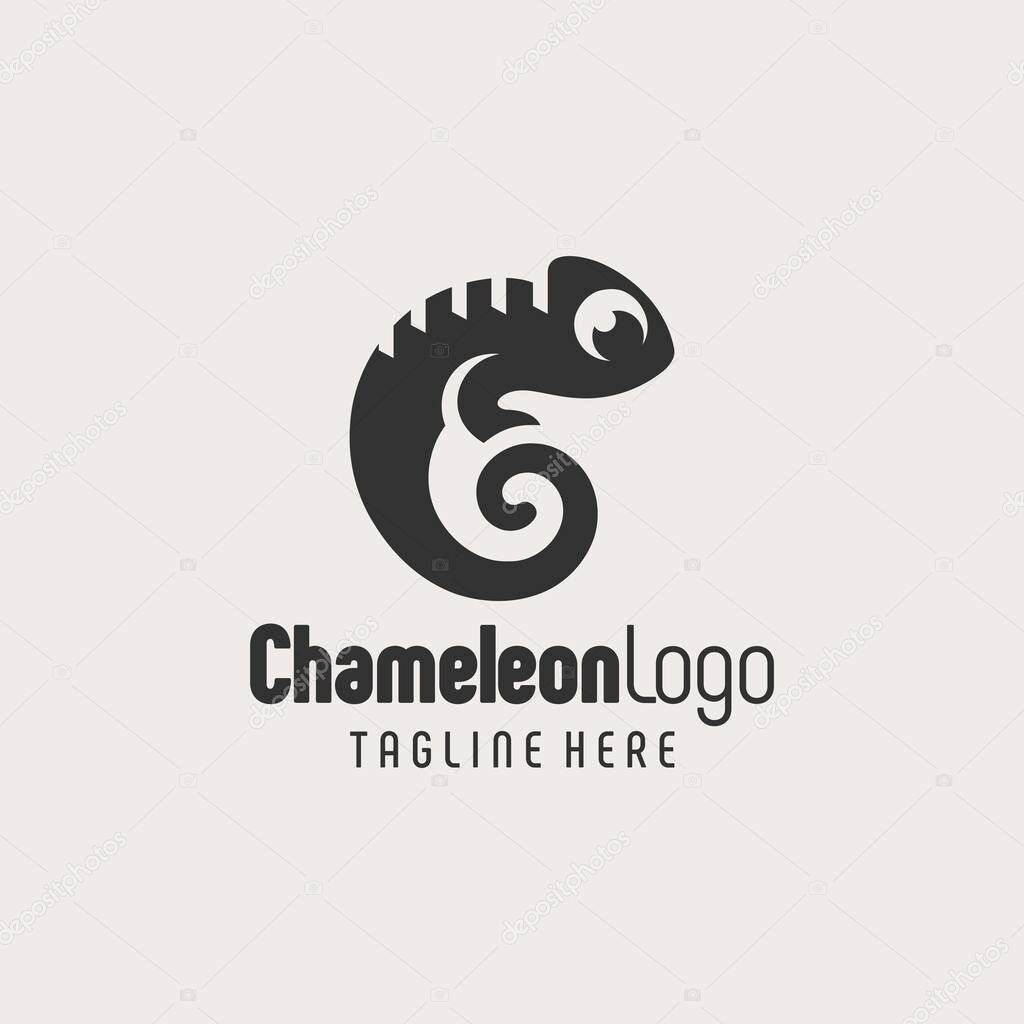 Stylish Chameleon Badge Black White