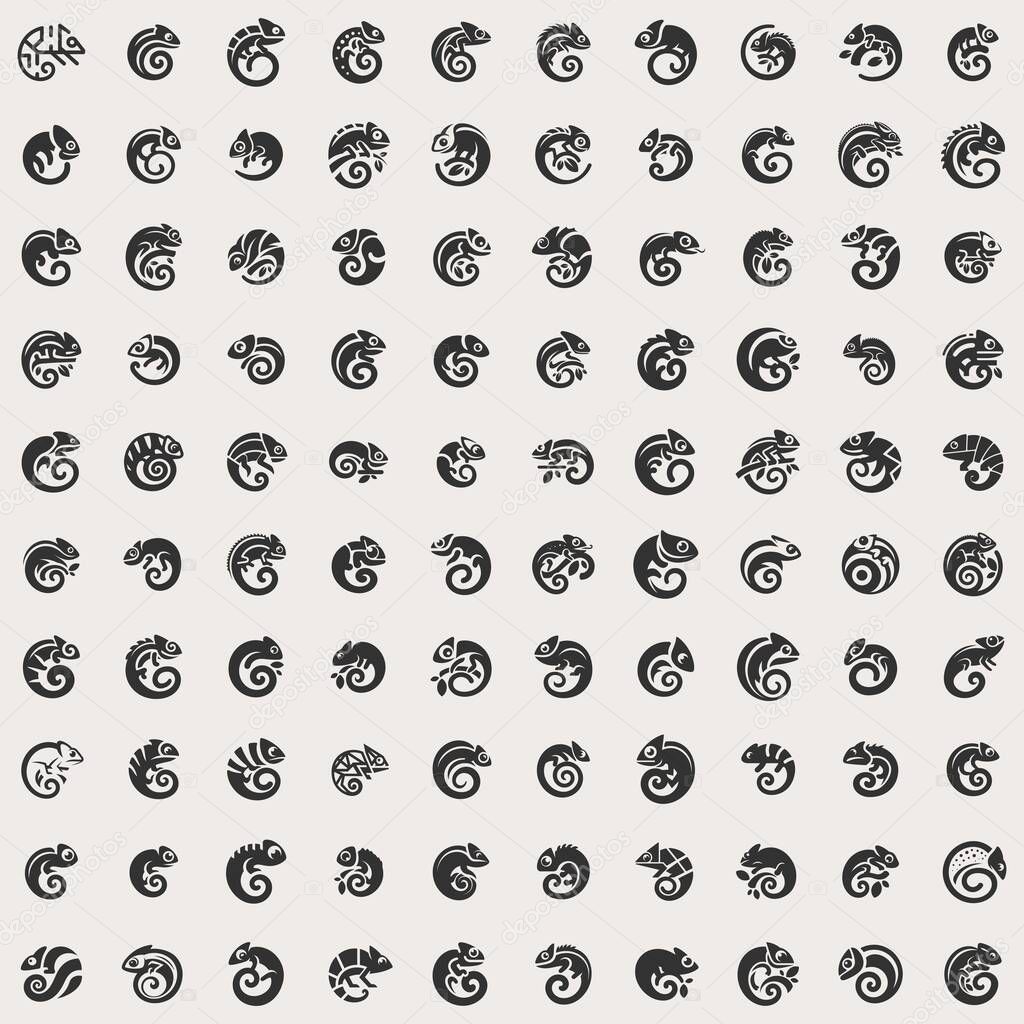 Elegant Monochrome Chameleon Logo Design