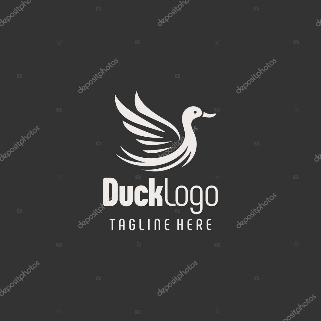 Unique Duck Monochrome Logo Concept