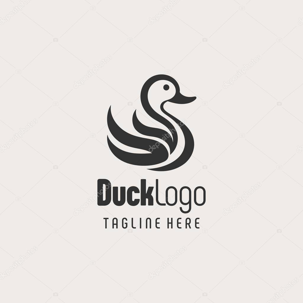 Minimalist Duck Silhouette Logo Design