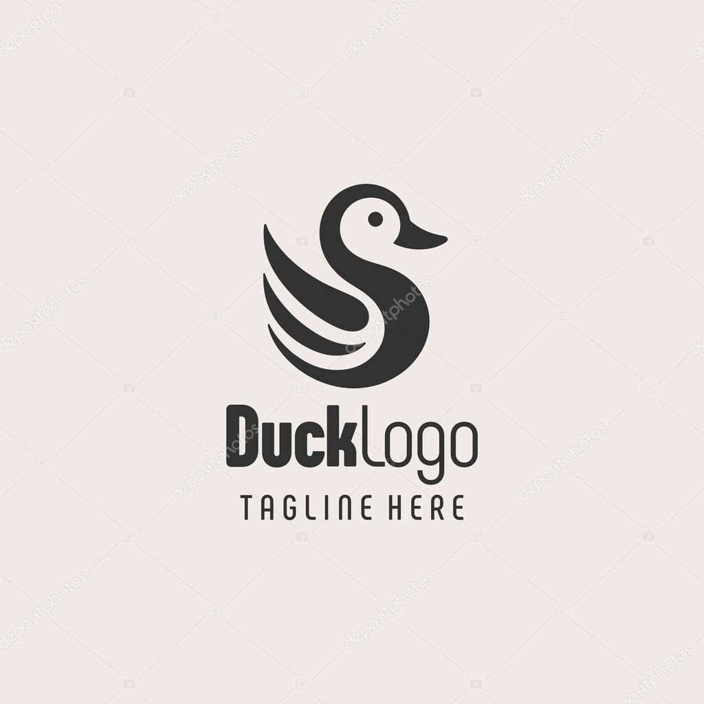 Clean Duck Line Art Logo