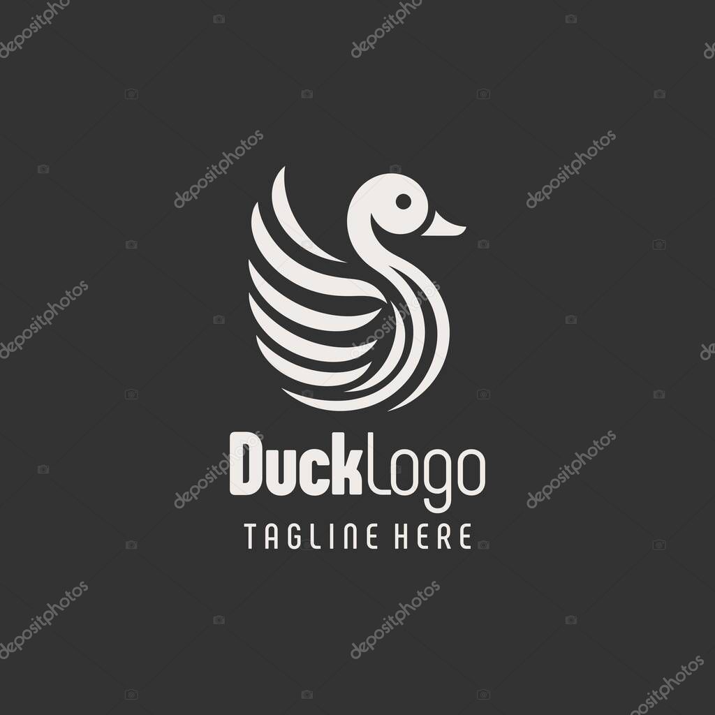 Stunning Black White Duck Vector