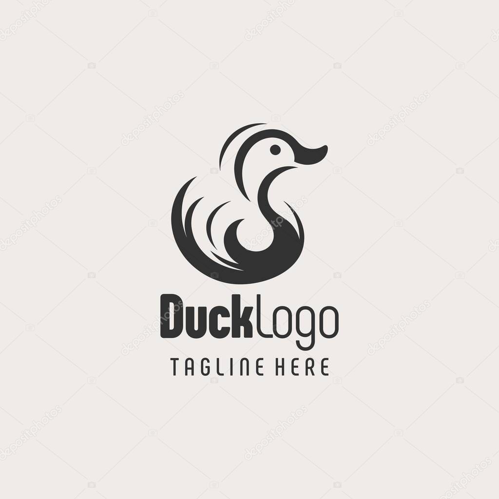 Unique Monochrome Duck Logo Design