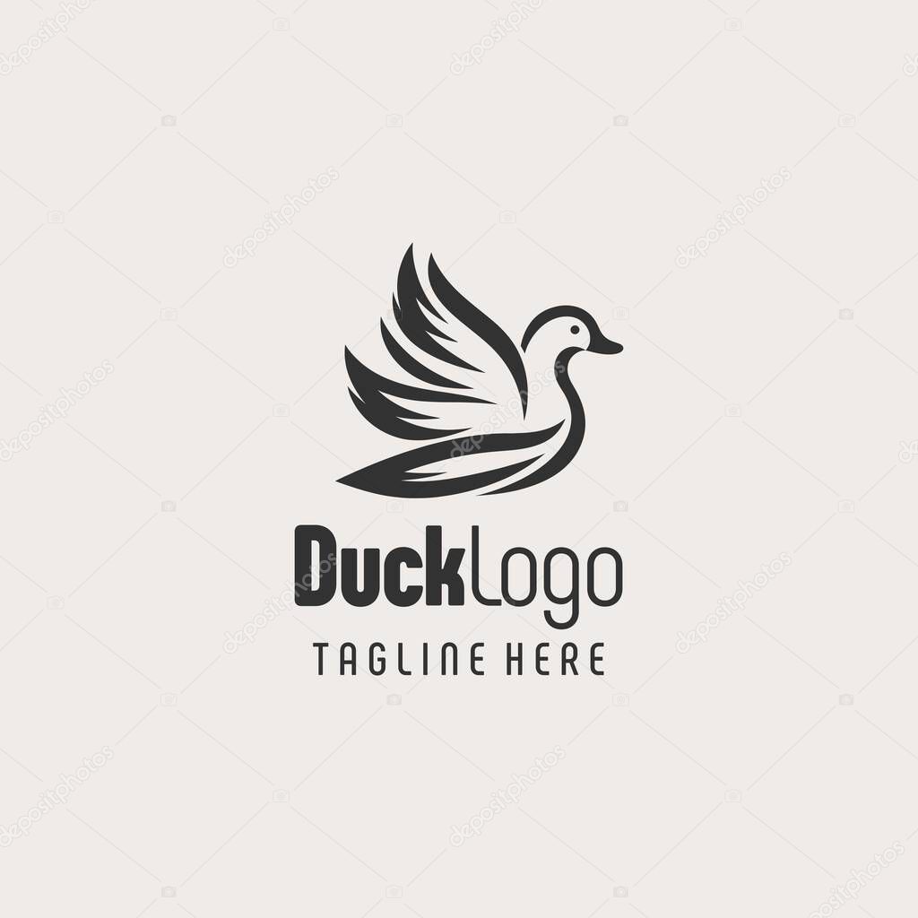Unique Duck Line Art Logo