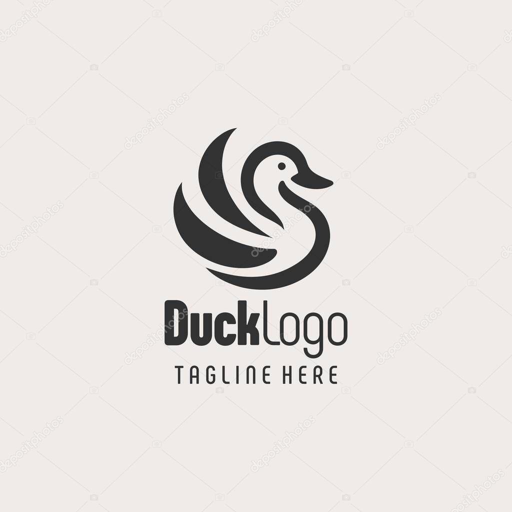 Chic Black White Duck Sketch