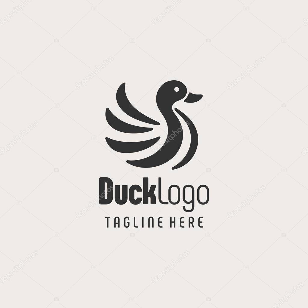 Minimalist Black White Duck Drawing