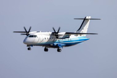 Luqa, Malta - January 17, 2023: USA Air Force Dornier C-146A Wolfhound (REG: 95-3058) landing runway 31 on a sunny winter afternoon.