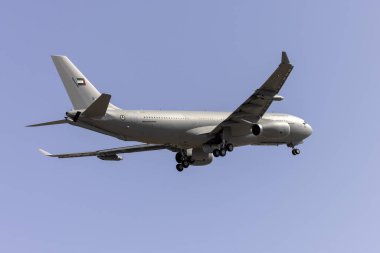 Luqa, Malta - 3 Ekim 2024: Birleşik Arap Emirlikleri Hava Kuvvetleri Airbus A330-243MRTT (REG: EC-346, In Service REG: 1304) ACM tarafından yapılan resmin ardından Malta 'dan ayrıldı.