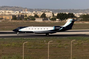 Luqa, Malta - October 11, 2024: TVPX AIRCRAFT SOLUTIONS INC Gulfstream Aerospace G650ER (G-VI) (REG: N631CD) on taxiway 