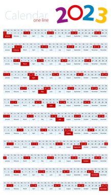 2023 yılı için bir satır takvim.