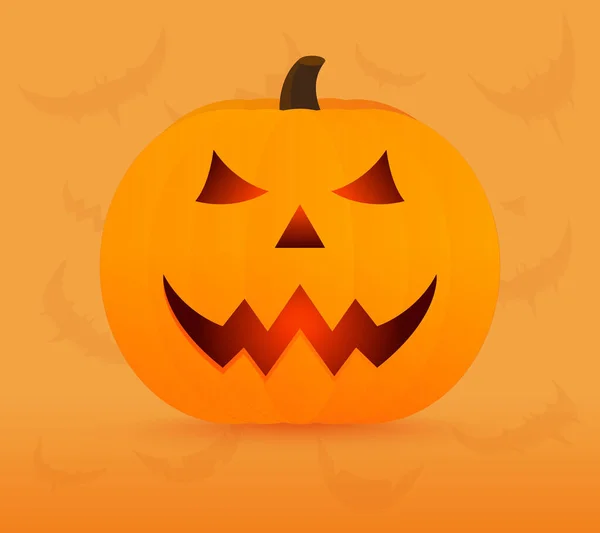 Halloween Dýně Oranžovém Pozadí Vektorová Kreslená Ilustrace — Stockový vektor