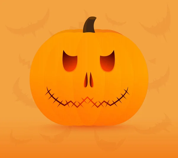 Dynia Szkieletową Twarzą Halloween Ilustracja Wektora — Wektor stockowy