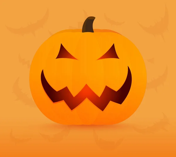 Dýně Děsivou Tváří Oranžovém Halloween Pozadí Vektorová Dýně — Stockový vektor