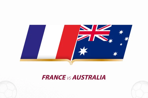 フランスVsオーストラリアのサッカー大会 グループA サッカーの背景にあるアイコンに対して — ストックベクタ