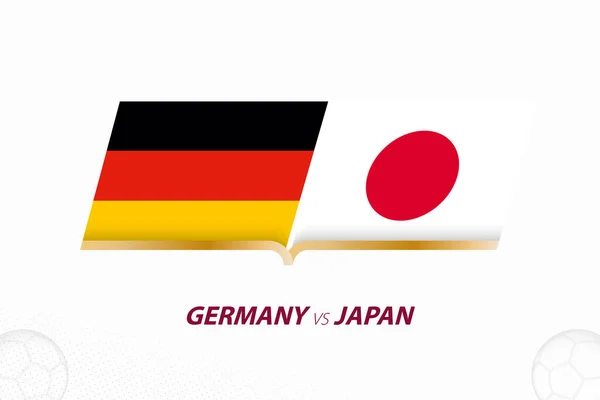 Deutschland Gegen Japan Der Fußball Gruppe Ikone Auf Fußball Hintergrund — Stockvektor