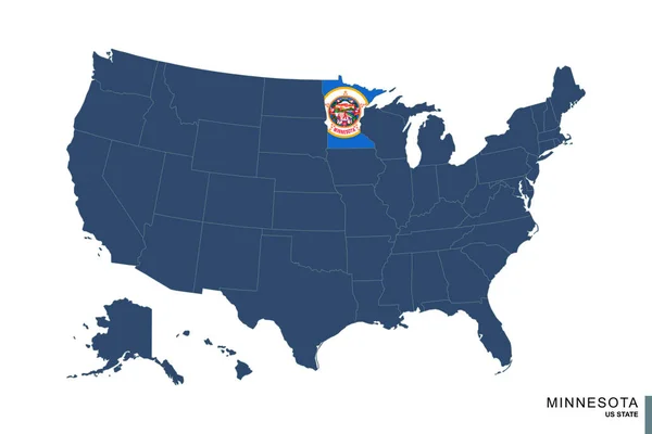 Bundesstaat Minnesota Auf Der Blauen Karte Der Vereinigten Staaten Von — Stockvektor