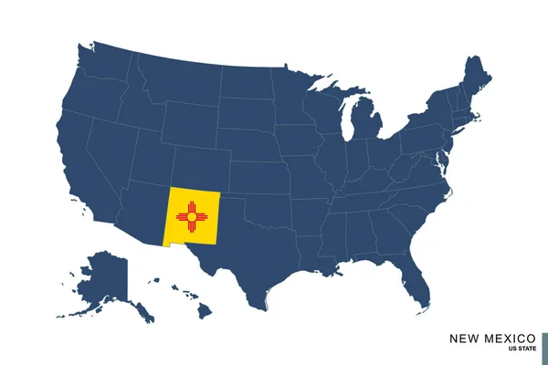 Штат Нью Мексико Синій Карті Сполучених Штатів Америки Прапор Карта — стоковий вектор