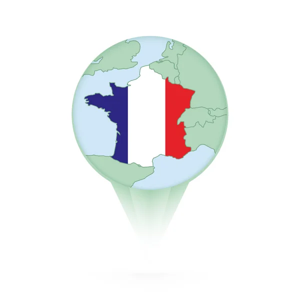 Mapa Francia Icono Ubicación Con Estilo Mapa Francia Bandera — Vector de stock