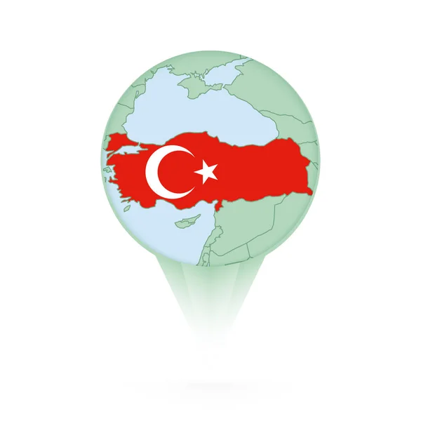 Peta Turki Ikon Lokasi Bergaya Dengan Peta Turki Dan Bendera - Stok Vektor
